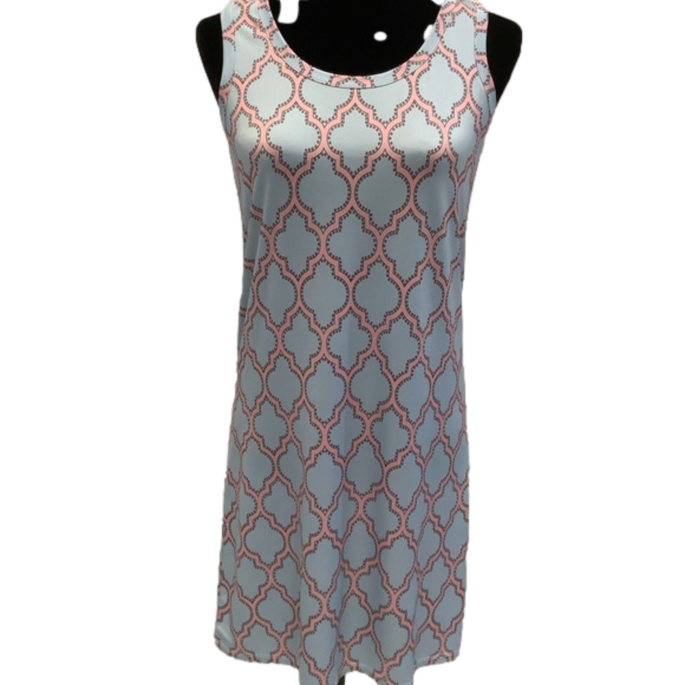 Jean Pierre Klifa Keyhole Trellis Print Sundress Sz S